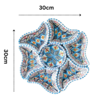 Moroccan Ceramic Serving Set, Hand-Painted Flower Design, 8-Piece - Image 2
