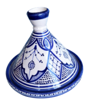 Moroccan Ceramic Serving Tagine, Hand-Painted Blue Design, 30 cm - Image 4