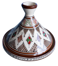 Moroccan Ceramic Serving Tagine, Hand-Painted Brown Design, 30 cm