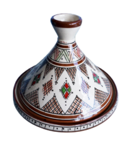 Moroccan Ceramic Serving Tagine, Hand-Painted Brown Design, 30 cm - Image 4
