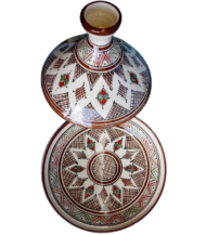 Moroccan Ceramic Serving Tagine, Hand-Painted Brown Design, 30 cm - Image 3