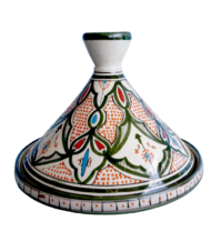 Moroccan Ceramic Serving Tagine, Hand-Painted Green Design, 30 cm