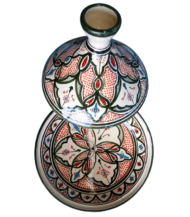 Moroccan Ceramic Serving Tagine, Hand-Painted Green Design, 30 cm - Image 3