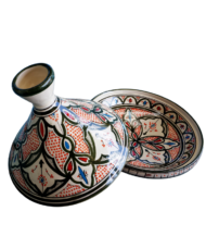Moroccan Ceramic Serving Tagine, Hand-Painted Green Design, 30 cm - Image 2