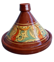 Moroccan Cooking Tagine, Hand-Painted Brown Design, 30 cm
