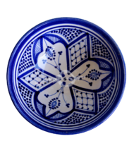 Moroccan Ceramic Soup Bowl, Hand-Painted Blue Geometric Design