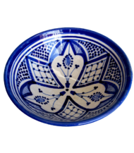 Moroccan Ceramic Soup Bowl, Hand-Painted Blue Geometric Design - Image 2