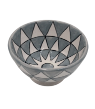 Moroccan Ceramic Bowl, Hand-Painted Art Deco Triangle Design - Image 3