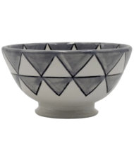 Moroccan Ceramic Bowl, Hand-Painted Art Deco Triangle Design - Image 2