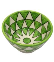 Moroccan Ceramic Bowl, Hand-Painted Lime Green Triangle Design - Image 6