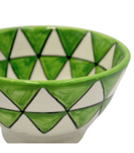 Moroccan Ceramic Bowl, Hand-Painted Lime Green Triangle Design - Image 5