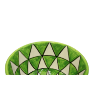 Moroccan Ceramic Bowl, Hand-Painted Lime Green Triangle Design - Image 4