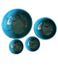 Moroccan Ceramic Bowls, Jade Green Traditional Design, Set of 4
