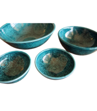 Moroccan Ceramic Bowls, Jade Green Traditional Design, Set of 4 - Image 3