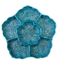 Moroccan Ceramic Snack Tray, Hand-Painted Flower Design, 27 cm