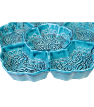 Moroccan Ceramic Snack Tray, Hand-Painted Flower Design, 27 cm - Image 5