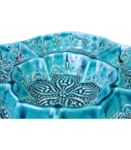 Moroccan Ceramic Snack Tray, Hand-Painted Flower Design, 27 cm - Image 3