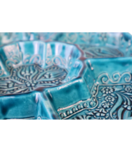 Moroccan Ceramic Snack Tray, Hand-Painted Flower Design, 27 cm - Image 2