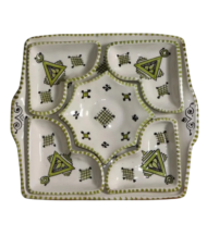 Moroccan Ceramic Serving Set, Hand-Painted Green Berber Design, 6-Piece