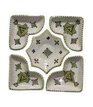 Moroccan Ceramic Serving Set, Hand-Painted Green Berber Design, 6-Piece - Image 2