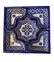 Moroccan Ceramic Serving Set, Hand-Painted Berber Design, 6-Piece