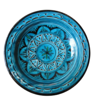 Moroccan Pottery Plate, Hand-Painted Blue Pattern, 26.7 cm