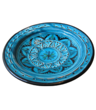 Moroccan Pottery Plate, Hand-Painted Blue Pattern, 26.7 cm - Image 2