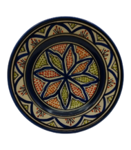 Moroccan Ceramic Plate, Hand-Painted Floral Design, 22.5 cm