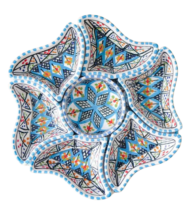 Moroccan Ceramic Serving Set, Hand-Painted Flower Design, 8-Piece