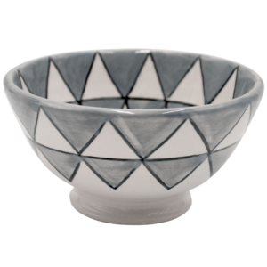 Hand Painted Moroccan Ceramic Bowl with Art Deco Triangle Design