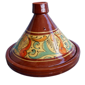 Handmade Moroccan Ceramic Tagine with Classic Brown Hand-Painted Design