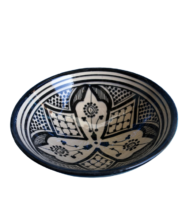 Moroccan Ceramic Soup Bowl, Hand-Painted Black Geometric Design - Image 3