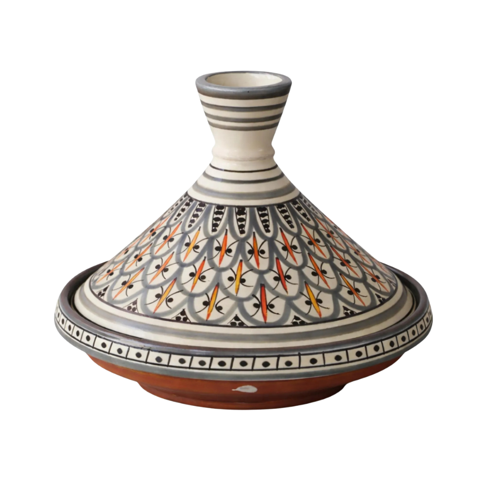 _(1000 x 1000 px) Moroccan Ceramic Tagine Green White Hand-Painted 22 cm - Image 1