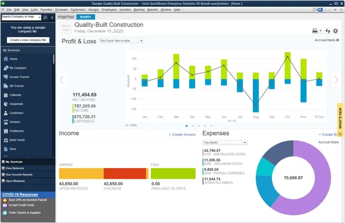 QuickBooks Analytical Financial Reporting Spreadsheet