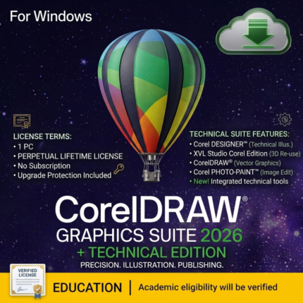 CorelDRAW Graphics Suite 2026 Technical 1 PC Perpetual Lifetime License