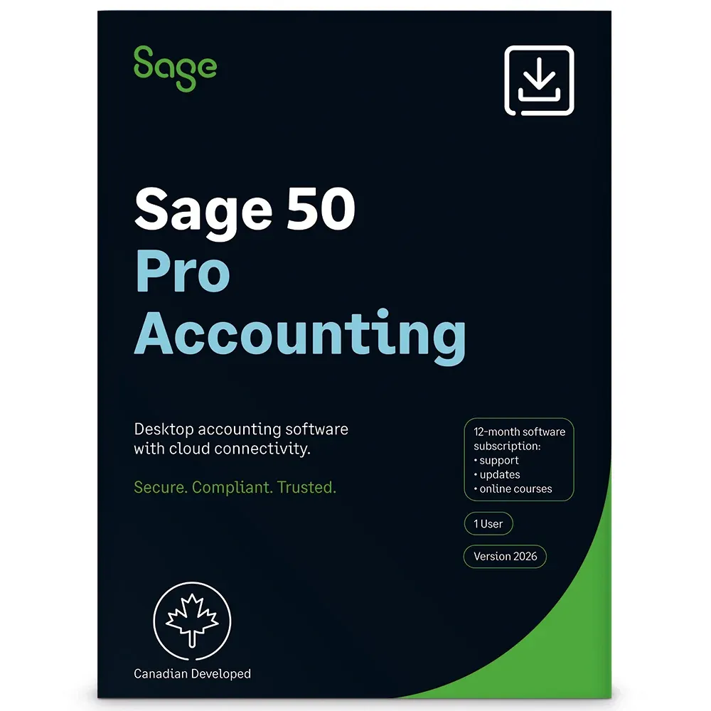 Sage 50 Pro Accounting 2026 US Enhanced Edition Retail Box Artwork
